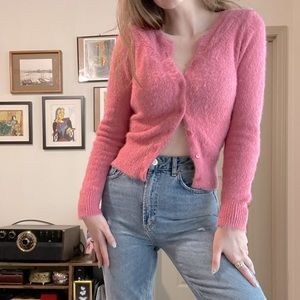 Hot pink cardigan from The Reeds